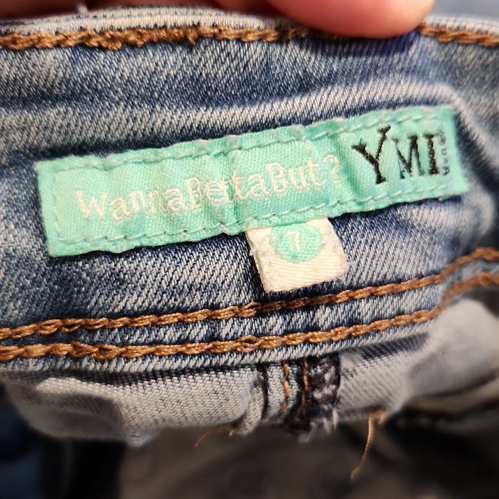 Ymi size 7 jeans distressed stretch frayed - Picture 4 of 9